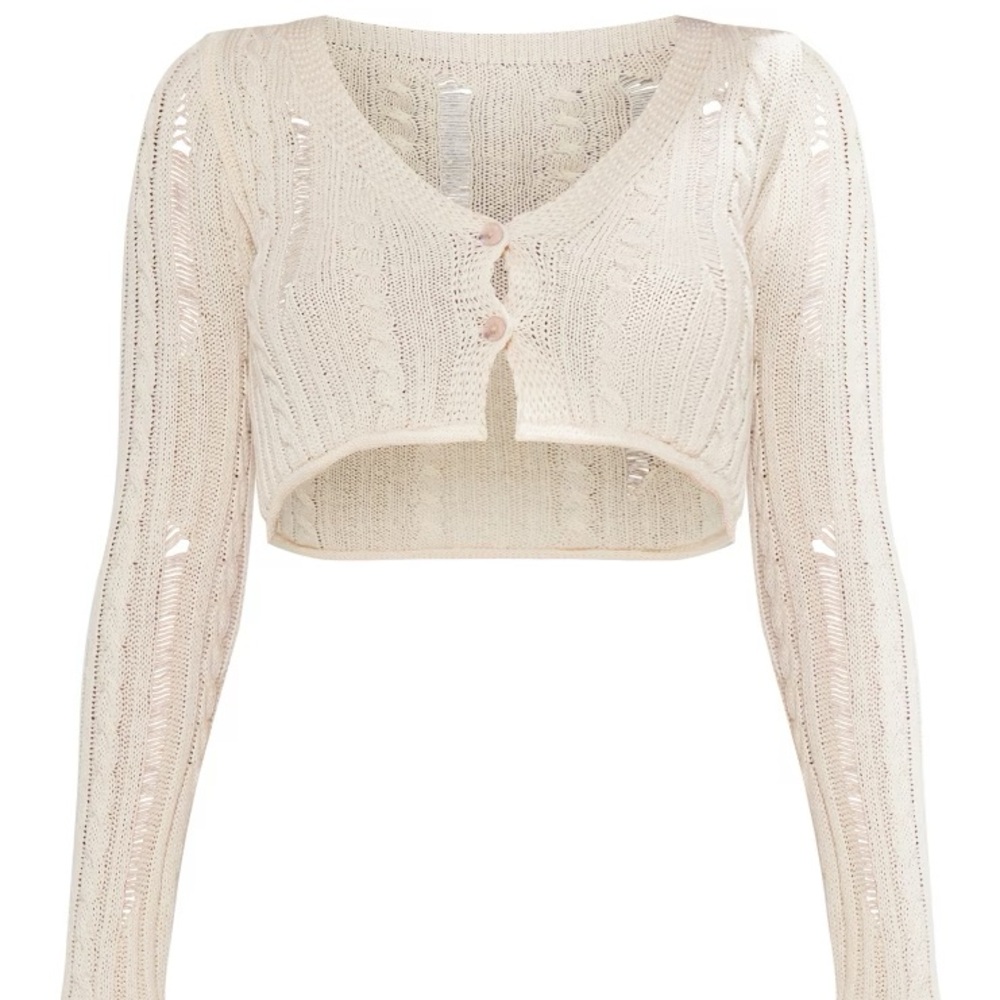 Distressed Crop Sweater 🤍